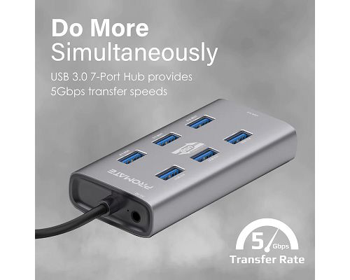 Adaptador PROMATE EzHub-7 USB 3.0 a 7 USB 3.0 + Adaptador USB-C