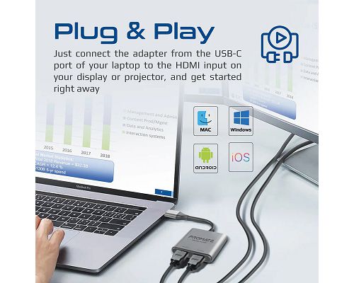 Adaptador PROMATE MediaLink-H2 USB-C a 2 HDMI 4K