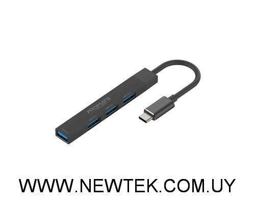 Adaptador PROMATE LiteHub-4 USB-C a 4 USB 3.0 + Adaptador USB-A
