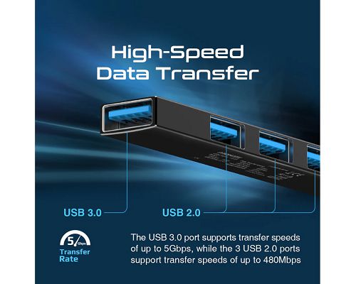 Adaptador PROMATE LiteHub-4 USB-C a 4 USB 3.0 + Adaptador USB-A