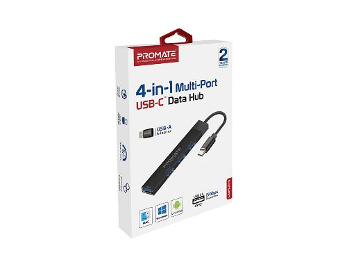 Adaptador PROMATE LiteHub-4 USB-C a 4 USB 3.0 + Adaptador USB-A