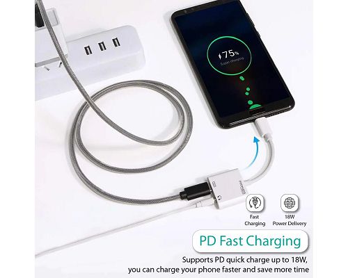 Adaptador PROMATE AUXCharge-C USB-C a USB-C Jack 3.5 mm