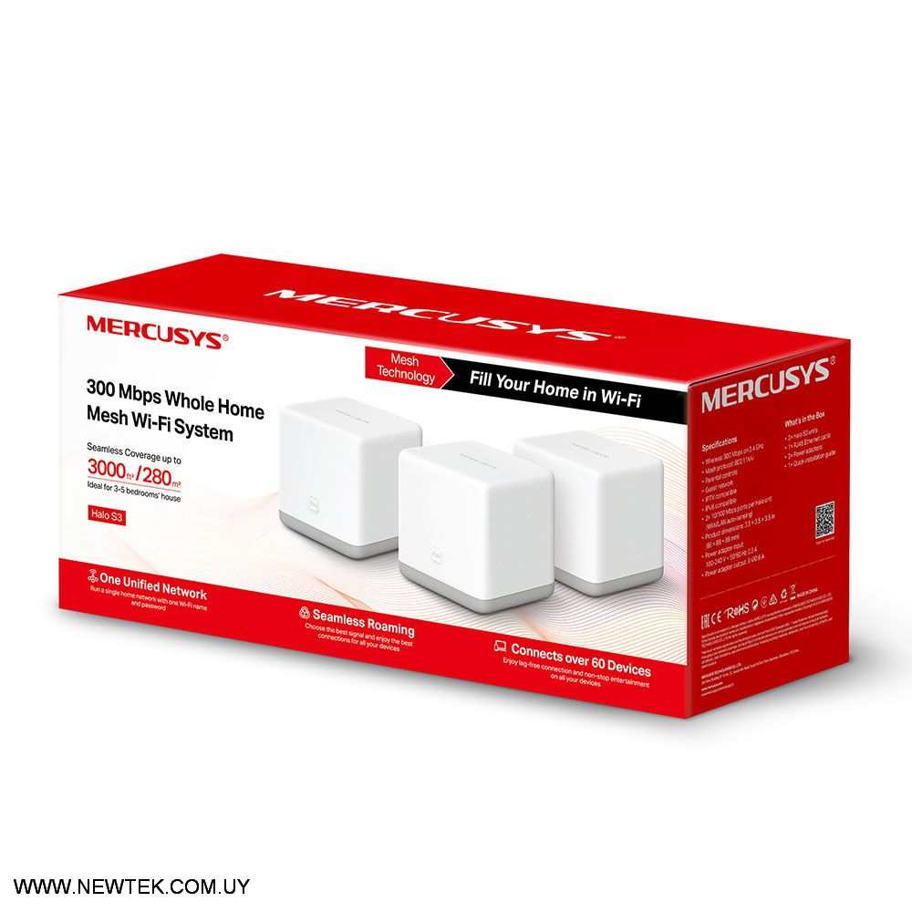 Access Point MERCUSYS HALO S3 (3-PACK) 300Mbps Wi-Fi Mesh Dual Band 2.4/5GHz