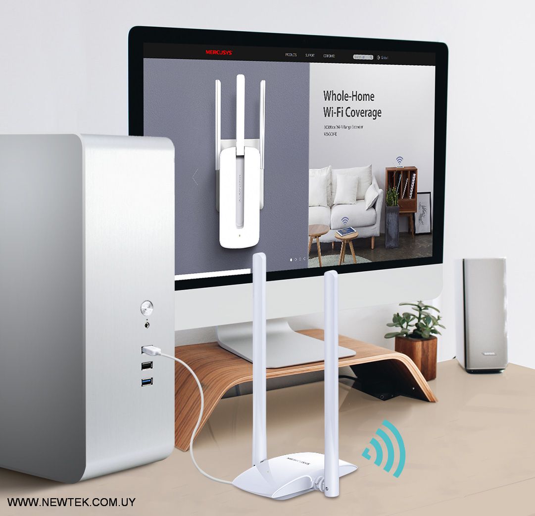 Adaptador Inalambrico USB MERCUSYS MW300UH 300Mbps Antenas de Alta Ganancia 5dBi