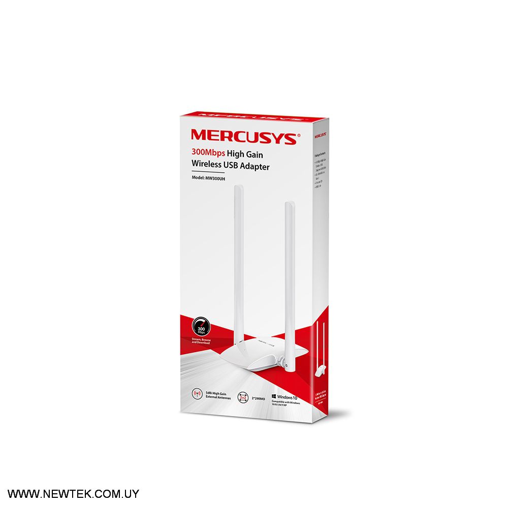 Adaptador Inalambrico USB MERCUSYS MW300UH 300Mbps Antenas de Alta Ganancia 5dBi