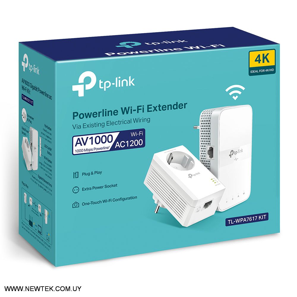 Adaptador Powerline Tp-Link TL-WPA7617 Kit Dual Band 1000 Mbps WiFi Con Enchufe