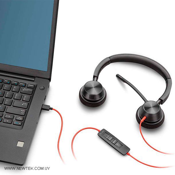 Auriculares con Microfono Poly Blackwire C3320 Estereo Conexión USB Con Control