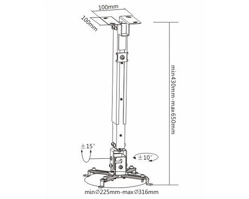 Soporte de Techo para Proyector Brateck PRB-2