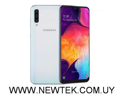 Celular Samsung A50 DS WHITE RAM 4G Memoria 64GB Cámara Trasera Triple 25+5+8MPx