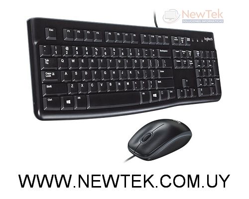 Combo Teclado Mouse Logitech MK120 Cableado USB Negro Distribución en Español