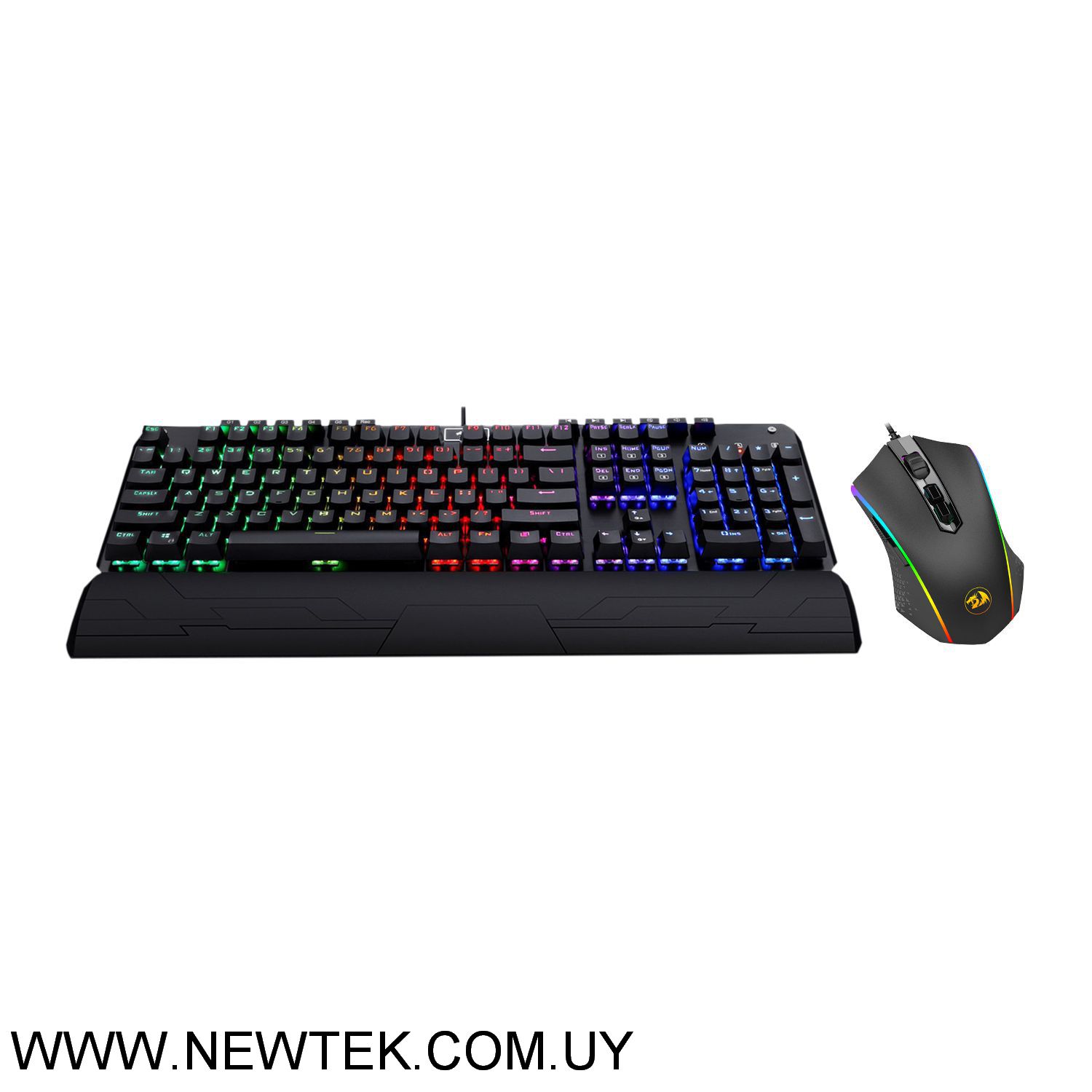 Combo Teclado REDRAGON K555 Mecanico con Reposamunecas - MOUSE m710 RGB 10k DPI