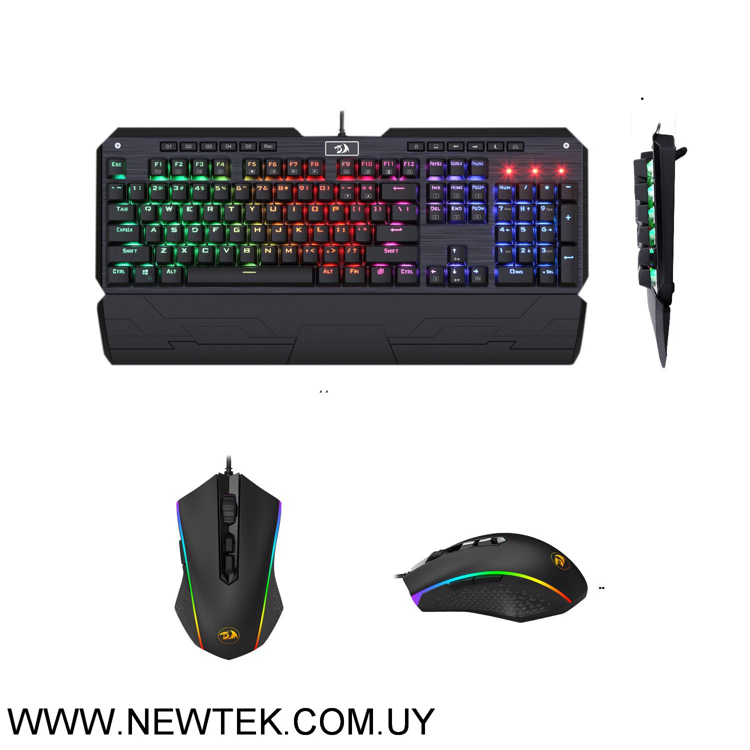 Combo Teclado REDRAGON K555 Mecanico con Reposamunecas - MOUSE m710 RGB 10k DPI