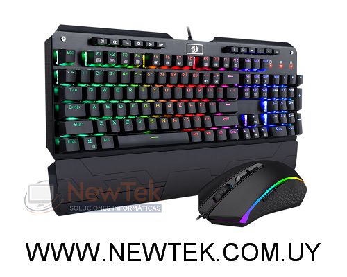 Combo Teclado REDRAGON K555 Mecanico con Reposamunecas - MOUSE m710 RGB 10k DPI