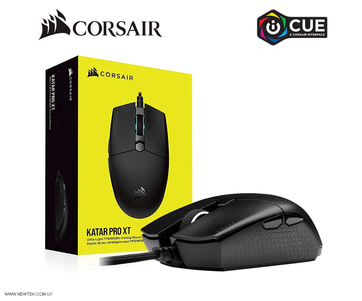 Mouse Cableado Corsair KATAR Pro XT Gamer 18000 dpi 6 Botones Sensor Optico RGB