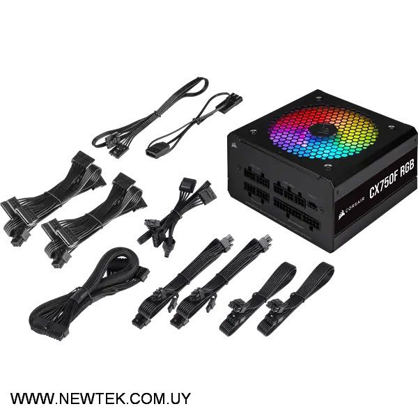 Fuente de Poder Corsair CX750F 80 Plus Bronze Full Modular Iluminación RGB 750W