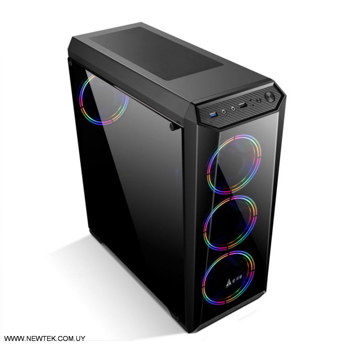 Gabinete GAMING CN21 Ventana Lateral y frente en Vidrio Templado 3 FAN 120mm RGB