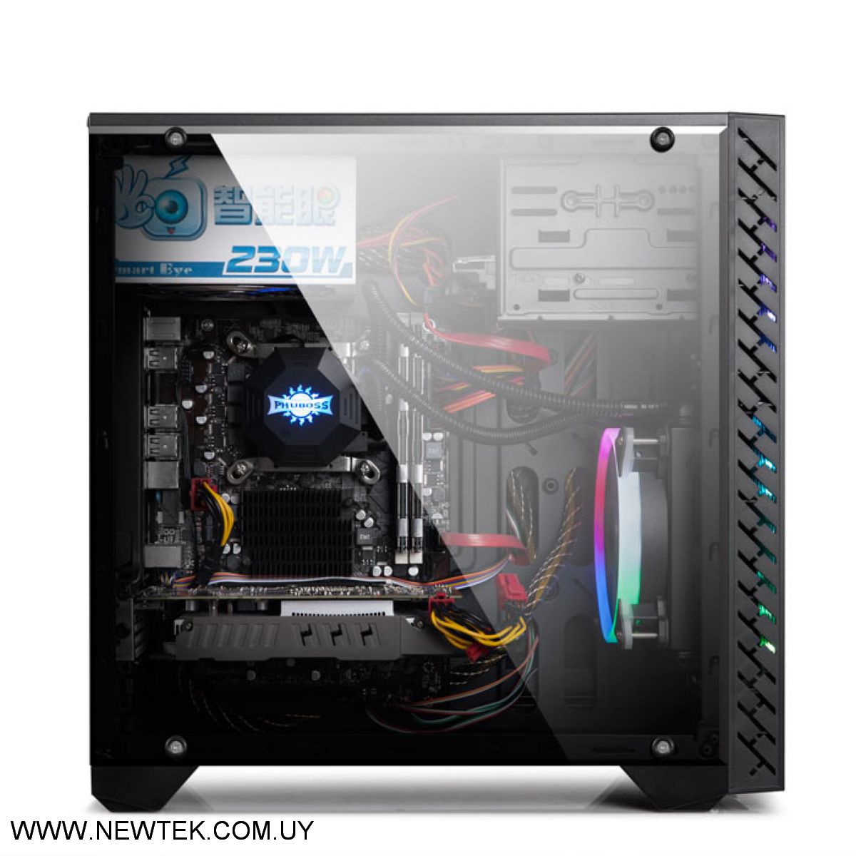 Gabinete GAMING CN22 Ventana Lateral Acrilico Frente RGB Strips USB 3.0 S/Fuente