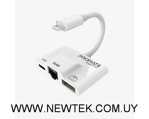 Adaptador PROMATE GigaLink-i Lightning a Lightning USB LAN 100Mbps