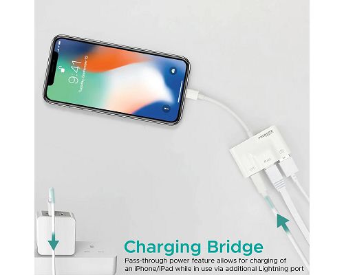 Adaptador PROMATE GigaLink-i Lightning a Lightning USB LAN 100Mbps