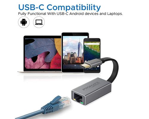 Adaptador PROMATE GigaLink-C USB-C a LAN 10/100/1000Mbps