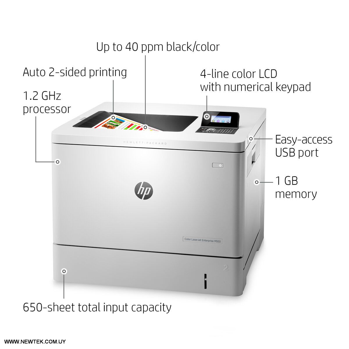 Impresora Laser Color HP Enterprise M553DN (B5L25A) 40ppm 1200xDPI Empresarial