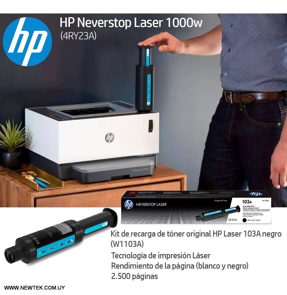 Impresora Laser Monocromática HP Neverstop 1000w 4RY23A 21ppm 1200x1200 DPI WIFI