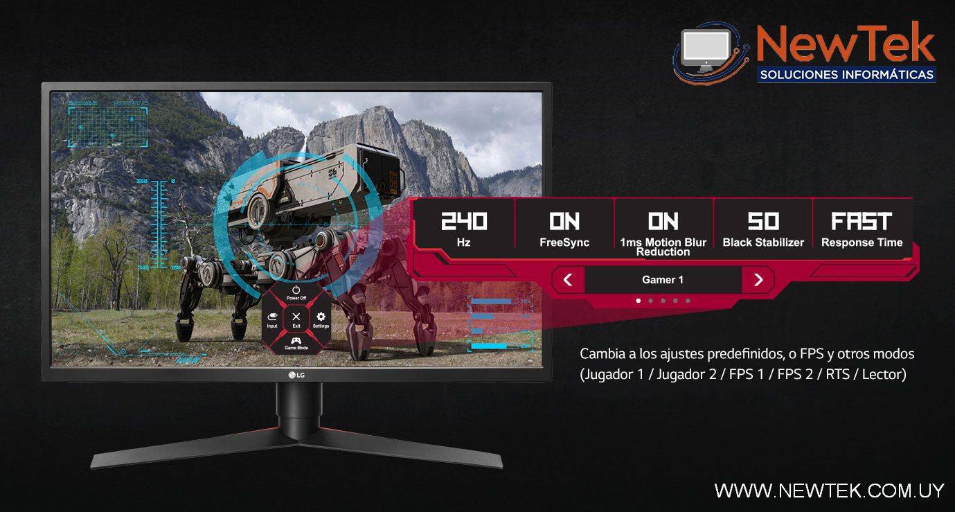 Monitor LED LG 27GK750F-B GAMING 1920x1080 FullHD 27 Pulgadas 240Hz 1ms FreeSync