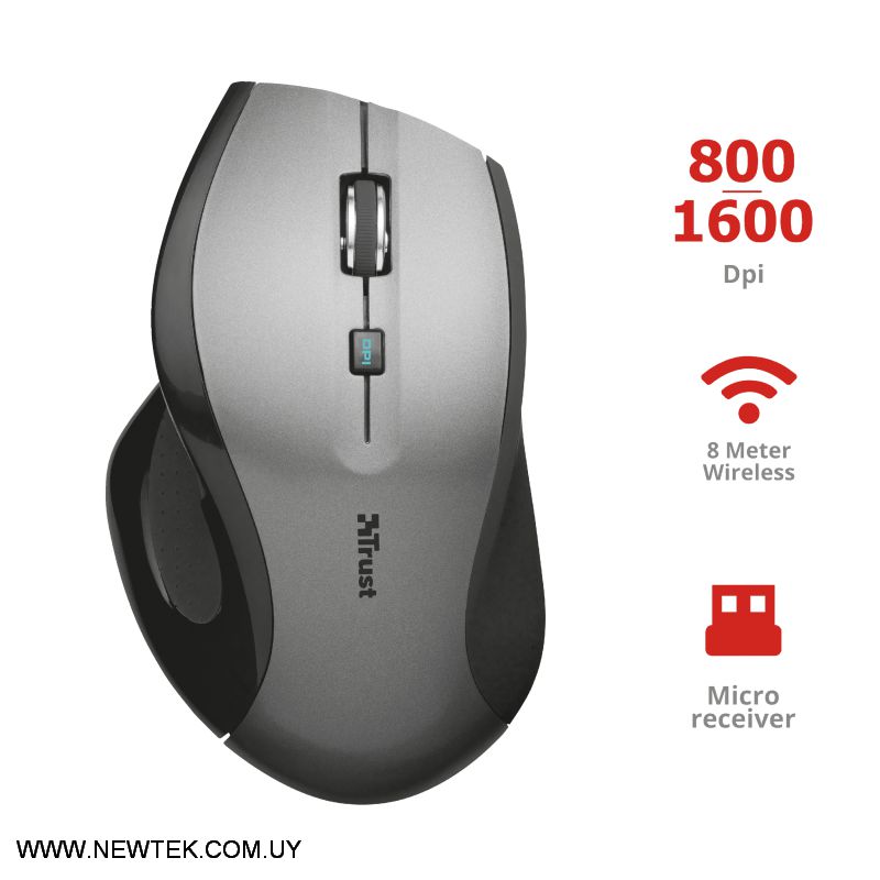 Mouse TRUST MaxTrack Inalambrico 6 botones 1600 dpi Rango de alcance 6 Metros