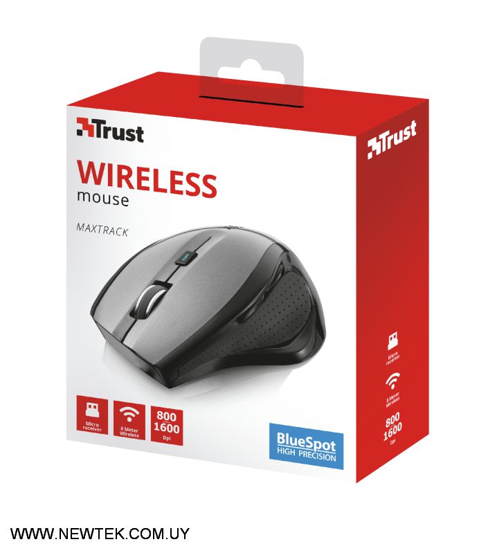 Mouse TRUST MaxTrack Inalambrico 6 botones 1600 dpi Rango de alcance 6 Metros