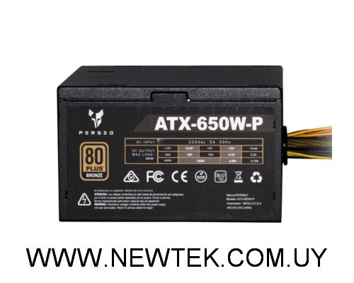 Fuente de Poder Perseo ATX650W-P 650w 80 Plus Bronze