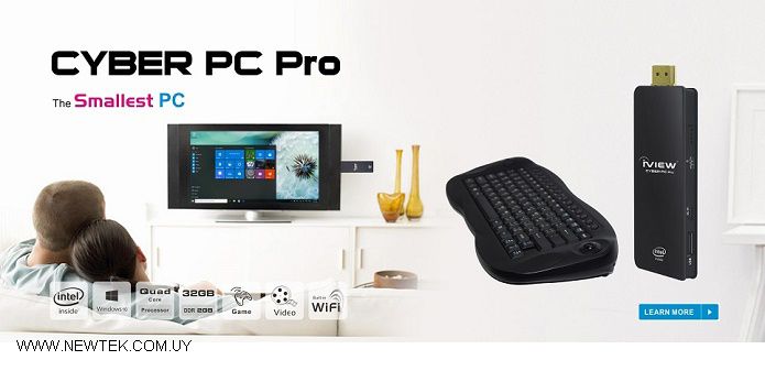 Reproductor Multimedia IVIEW Cyber PC Pro Teclado Inalámbrico Intel Windows 10