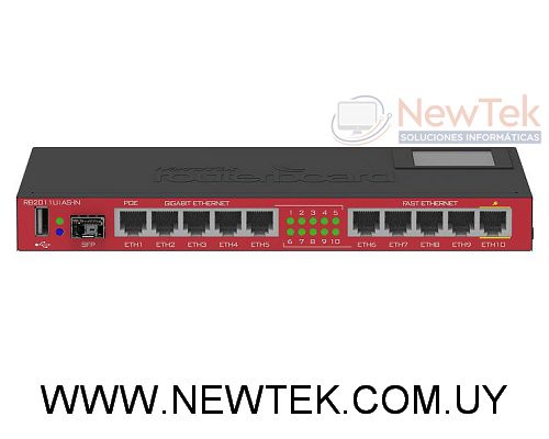 Router Cableado MicroTik RB2011UiAS-IN Gigabit x5 Eth X5 CPU 600MHz LCD PoE USB