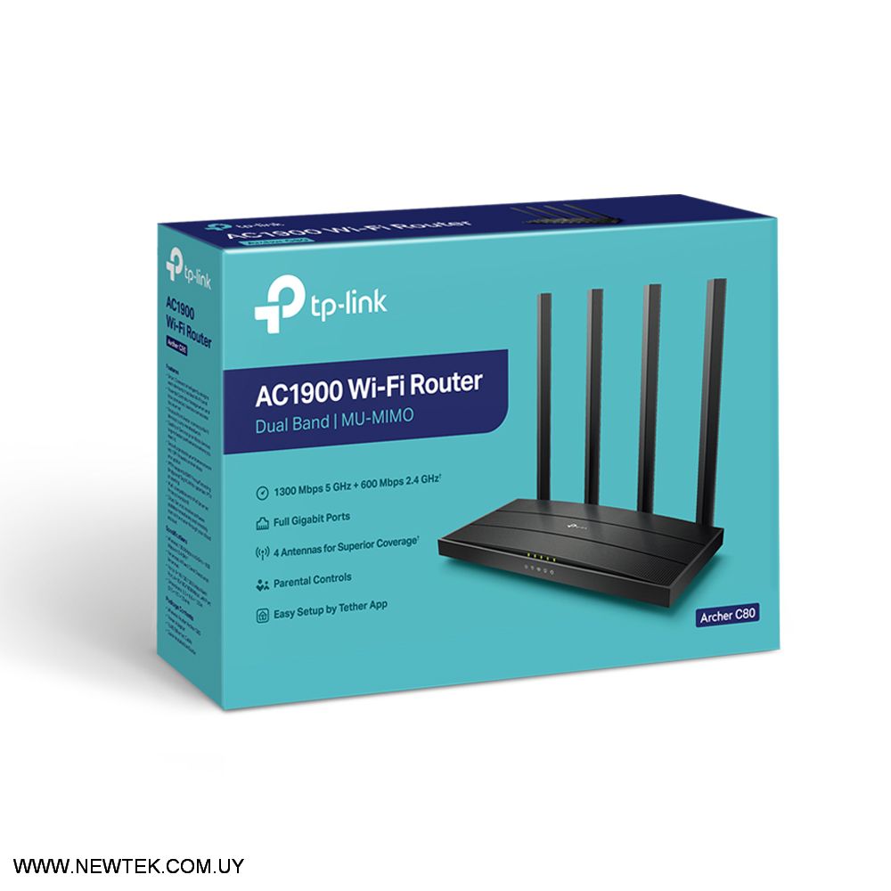 Router Inalambrico Tp-Link Archer C80 Dual Band AC1900 MU-MIMO Wi-Fi 1300Mbps