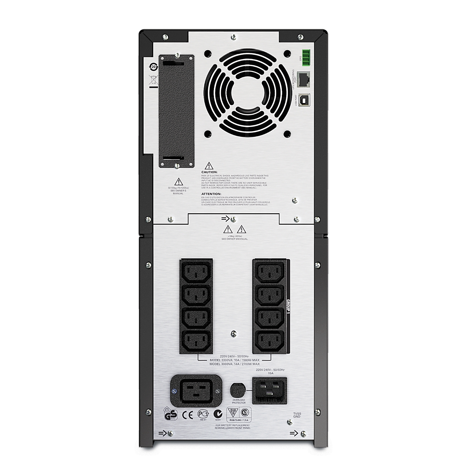 APC SMART-UPS 2200VA LCD 230V (SMT2200I) x8 IEC C13 x2 IEC Jumpers x1 IEC C19