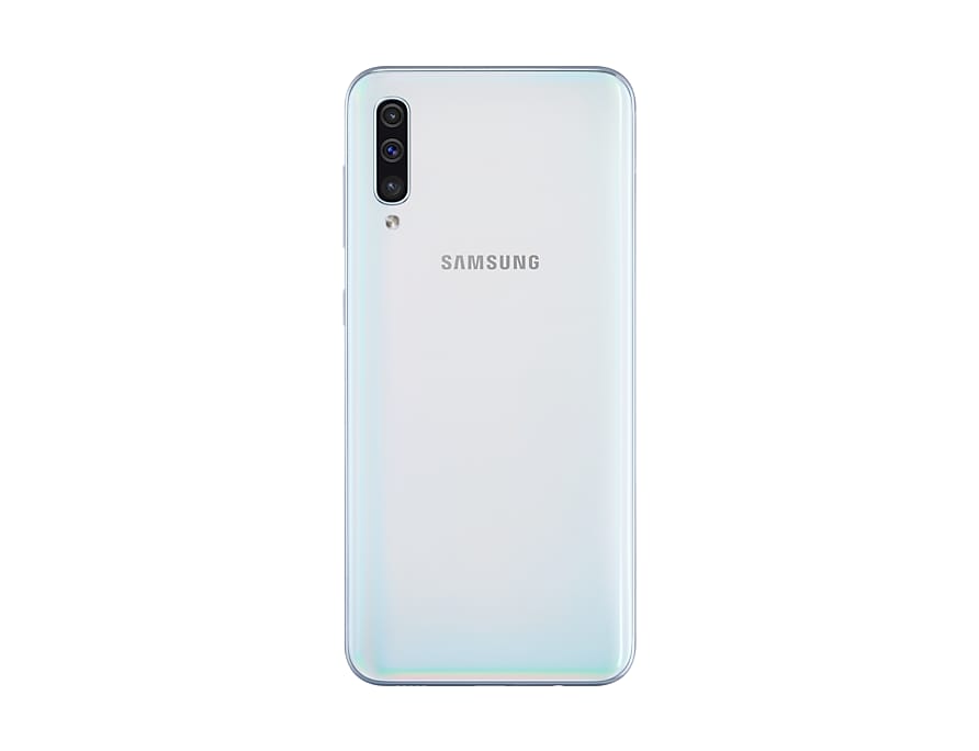 Celular Samsung A50 DS WHITE RAM 4G Memoria 64GB Cámara Trasera Triple 25+5+8MPx