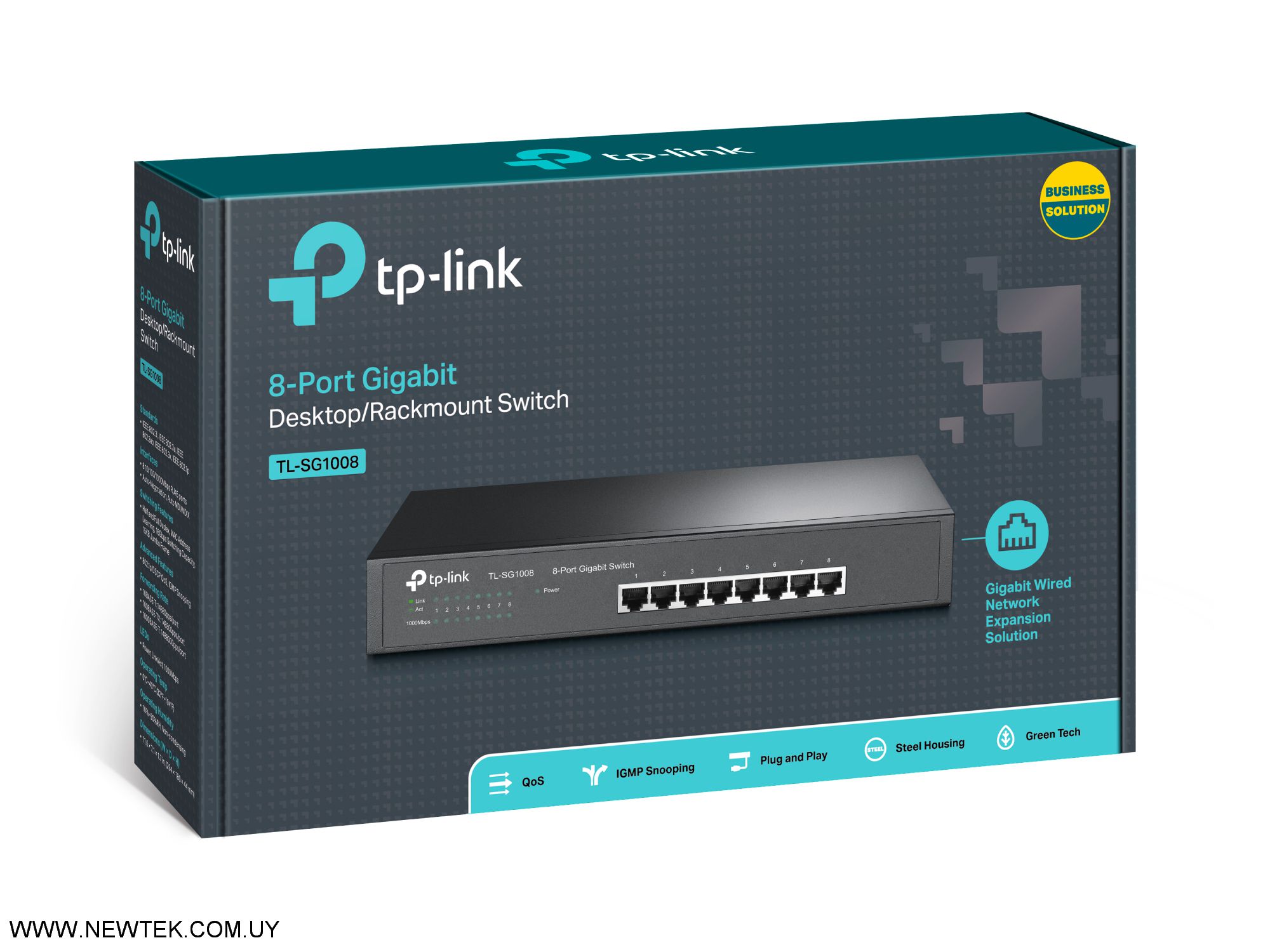 Switch Tp-Link TL-SG1008 Con 8 Puertos rj45 GIGABIT 32Gbps de Sobre Mesa o Rack
