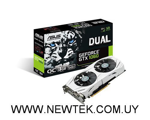 Tarjeta Video Asus GTX1060 3GB DUAL OC GDDR5 Gaming HDMI DisplayPort DVI-D