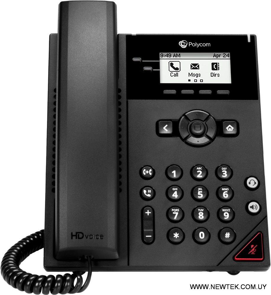 Telefono IP VoIP Polycom VVX150 con 2 Lineas LAN Ethernet Poe 2200-48810-025