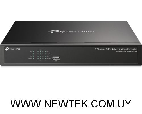 Grabadora de Red Tp-link VIGI 1008H-8MP 8 Puertos PoE+ Sata ONVIF