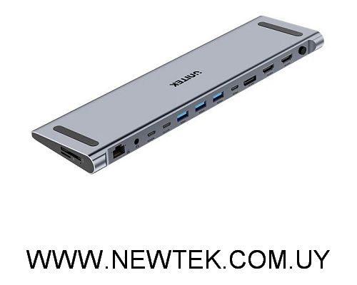 Adaptador Unitek HUB USB-C 15 en 1 4K RJ-45 HMDI Displayport USB-C USB-A SD
