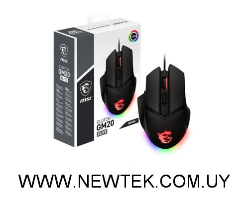 Mouse Cableado MSI Clutch GM20 Elite RGB Gamer 6 Botones