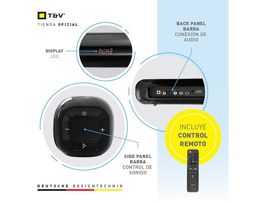 Parlante 2.1 Thonet & Vander SoundBar BT KINO 150W Bluetooth 3.5mm HDMI Coaxial